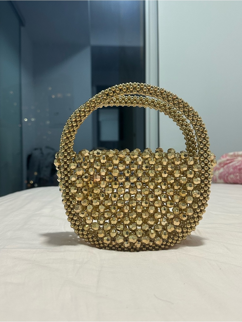Gold Beaded Mini Handbag